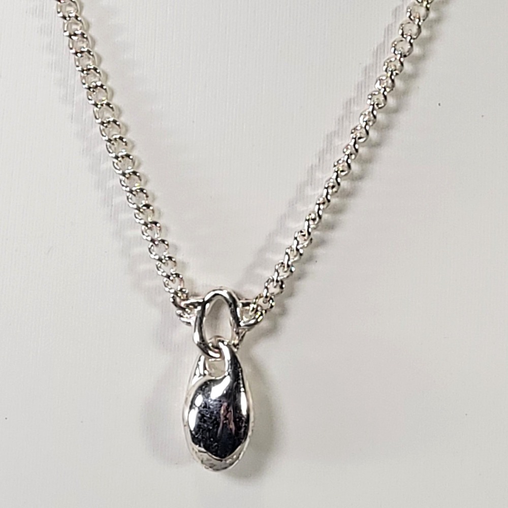 Monet Pendant Necklace Womens Silver Tone Teardrop Curb Chain Hook Clasp Jewelry